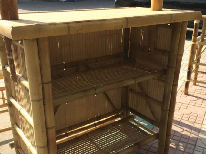 ชุดแท็กกี้บาร์ไม้ยางที่มีหลังคาไม้ยางสําหรับลานหลังและสวน เฟอร์นิเจอร์บาร์สําหรับการบันเทิงกลางแจ้ง 1