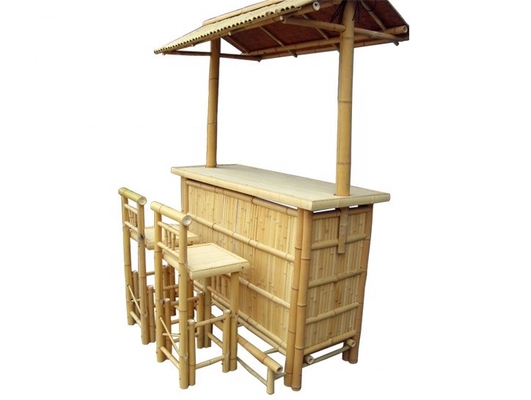 เคลือบเงาบาร์ Tiki ไม้ไผ่พร้อมเคาน์เตอร์เครื่องดื่มบาร์ชายหาดพับได้