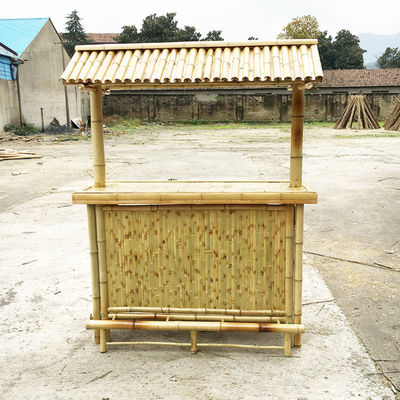 220x100*50cm Handcrafted Natural Bamboo Tiki Bar  Traditional Polynesian Style Outdoor Serving Station for Commercial Use or Home Entertainment