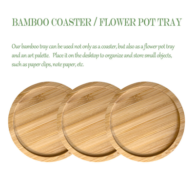 6 แพ็ค 9 ซม. ที่รองแก้วไม้ไผ่ทรงกลมเปล่า Bar Home Cup Coasters