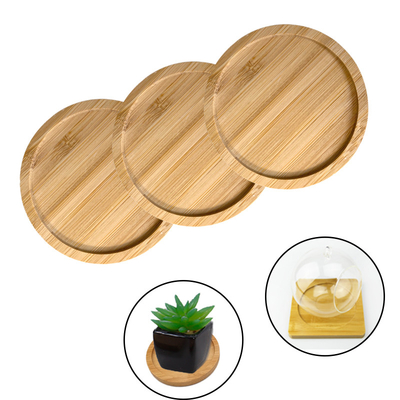 6 แพ็ค 9 ซม. ที่รองแก้วไม้ไผ่ทรงกลมเปล่า Bar Home Cup Coasters