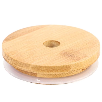 ที่เก็บของในครัว Jar ฝาขวดไม้ไผ่สี่เหลี่ยมกลมพร้อมวงแหวนซิลิโคน Airtight