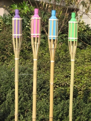 ไฟฉายไม้ไผ่ธรรมชาติขนาด 115 ซม. สีสันสดใสสำหรับงานเลี้ยงฉลองเทศกาล Luau นอก
