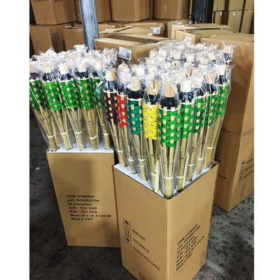 ไฟฉายไม้ไผ่ธรรมชาติกลางแจ้งขนาด 110 ซม. Citronella Torch สำหรับไฟสวน Luau Party