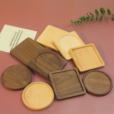 ที่รองแก้วไม้ไผ่แบบกำหนดเองเป็นมิตรกับสิ่งแวดล้อมชุดถาดกาแฟ Eco-set ถาดสี่เหลี่ยม / กลมไม้ไผ่