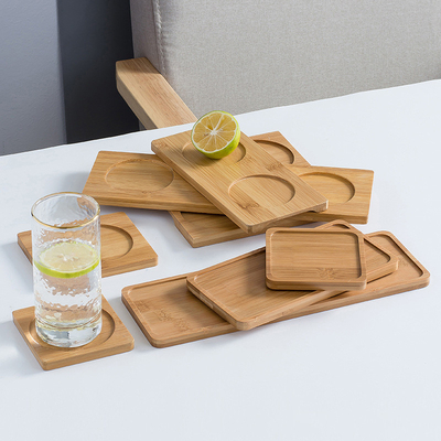 ที่รองแก้วไม้ไผ่เปล่าแบบถ่านกันน้ำ Anti Scratch Table Mat สำหรับถ้วยแก้ว