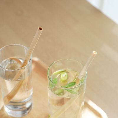หลอดไม้ไผ่แบบใช้แล้วทิ้งที่ย่อยสลายได้ทางชีวภาพ 22.5 ซม. เครื่องดื่ม Bubble Boba Tea Drinking Straw