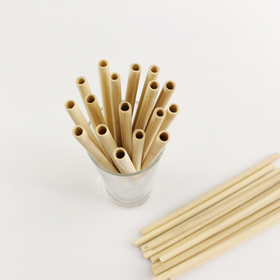 หลอดไม้ไผ่แบบใช้แล้วทิ้งที่ย่อยสลายได้ทางชีวภาพ 22.5 ซม. เครื่องดื่ม Bubble Boba Tea Drinking Straw