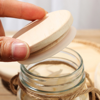 ที่เก็บของในครัว Jar ฝาขวดไม้ไผ่สี่เหลี่ยมกลมพร้อมวงแหวนซิลิโคน Airtight