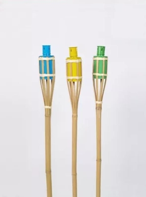 กลางแจ้งธรรมชาติไม้ไผ่ Tiki ไฟฉายลานดาดฟ้าตกแต่งสวนของเล่นที่มีสีสันสำหรับเด็ก