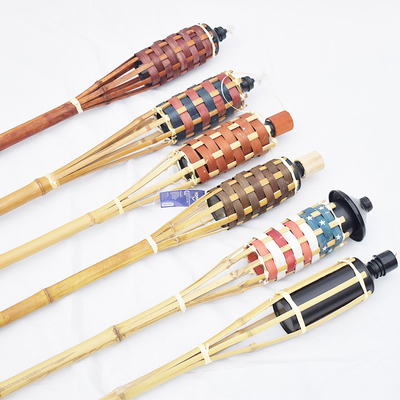 ของตกแต่งฮาโลวีนไม้ไผ่ Tiki Torches เติมแทนกระป๋องน้ำมันโลหะ