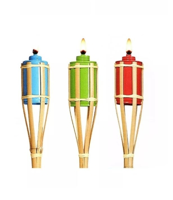ลานตกแต่งดาดฟ้ากลางแจ้งไม้ไผ่ธรรมชาติคบเพลิงไม้ไผ่ Tiki Torch