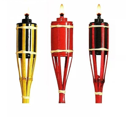 ลานตกแต่งดาดฟ้ากลางแจ้งไม้ไผ่ธรรมชาติคบเพลิงไม้ไผ่ Tiki Torch