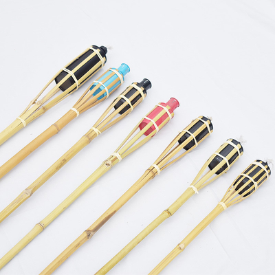 ลานตกแต่งดาดฟ้ากลางแจ้งไม้ไผ่ธรรมชาติคบเพลิงไม้ไผ่ Tiki Torch