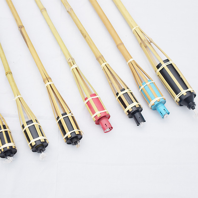 ลานตกแต่งดาดฟ้ากลางแจ้งไม้ไผ่ธรรมชาติคบเพลิงไม้ไผ่ Tiki Torch