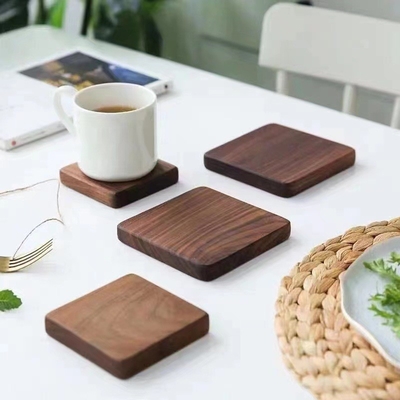 6 แพ็ค 9 ซม. ที่รองแก้วไม้ไผ่ทรงกลมเลเซอร์โลโก้บาร์ Home Cup Coasters
