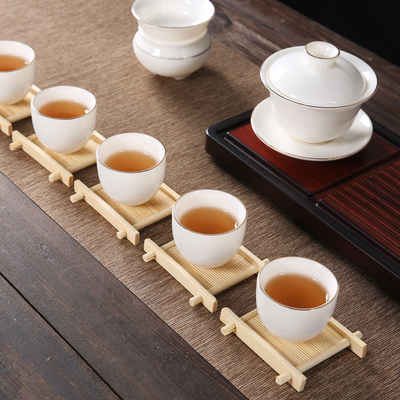 6 แพ็ค 9 ซม. ที่รองแก้วไม้ไผ่ทรงกลมเลเซอร์โลโก้บาร์ Home Cup Coasters