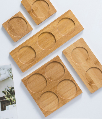6 แพ็ค 9 ซม. ที่รองแก้วไม้ไผ่ทรงกลมเลเซอร์โลโก้บาร์ Home Cup Coasters