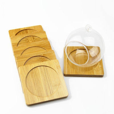 ที่รองแก้วไม้ไผ่ที่ทำจากไม้ธรรมชาติสำหรับแก้วมัค Anti Scratch Table Mat