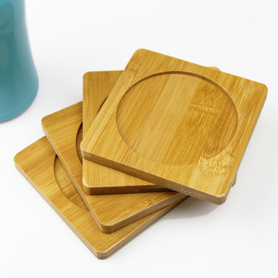 ที่รองแก้วไม้ไผ่ที่ทำจากไม้ธรรมชาติสำหรับแก้วมัค Anti Scratch Table Mat