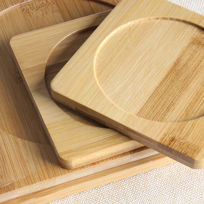 ที่รองแก้วไม้ไผ่เปล่าแบบถ่านกันน้ำ Anti Scratch Table Mat สำหรับถ้วยแก้ว