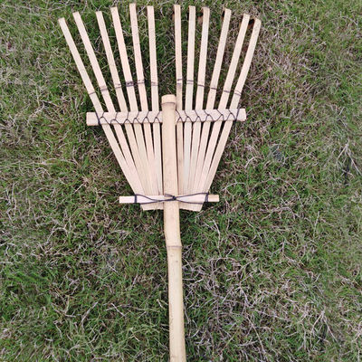 Bamboo Lawn & Leaf Rake – Sturdy Outdoor Tool for Gathering Leaves and Garden Debris 