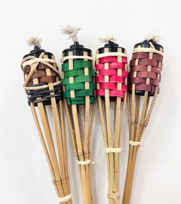 ไฟเทียนไม้ยางธรรมชาติสําหรับการตั้งแคมป์กลางแจ้ง การตกแต่งงานปาร์ตี้สวน ทําด้วยมือ