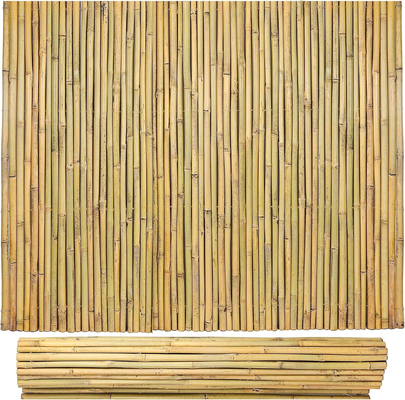 Bamboo Fencing Roll 6 ft High x 8 ft Long Natural Bamboo Privacy Fence Divider Decorative Fence for Patio Balcony Garden Border Pool